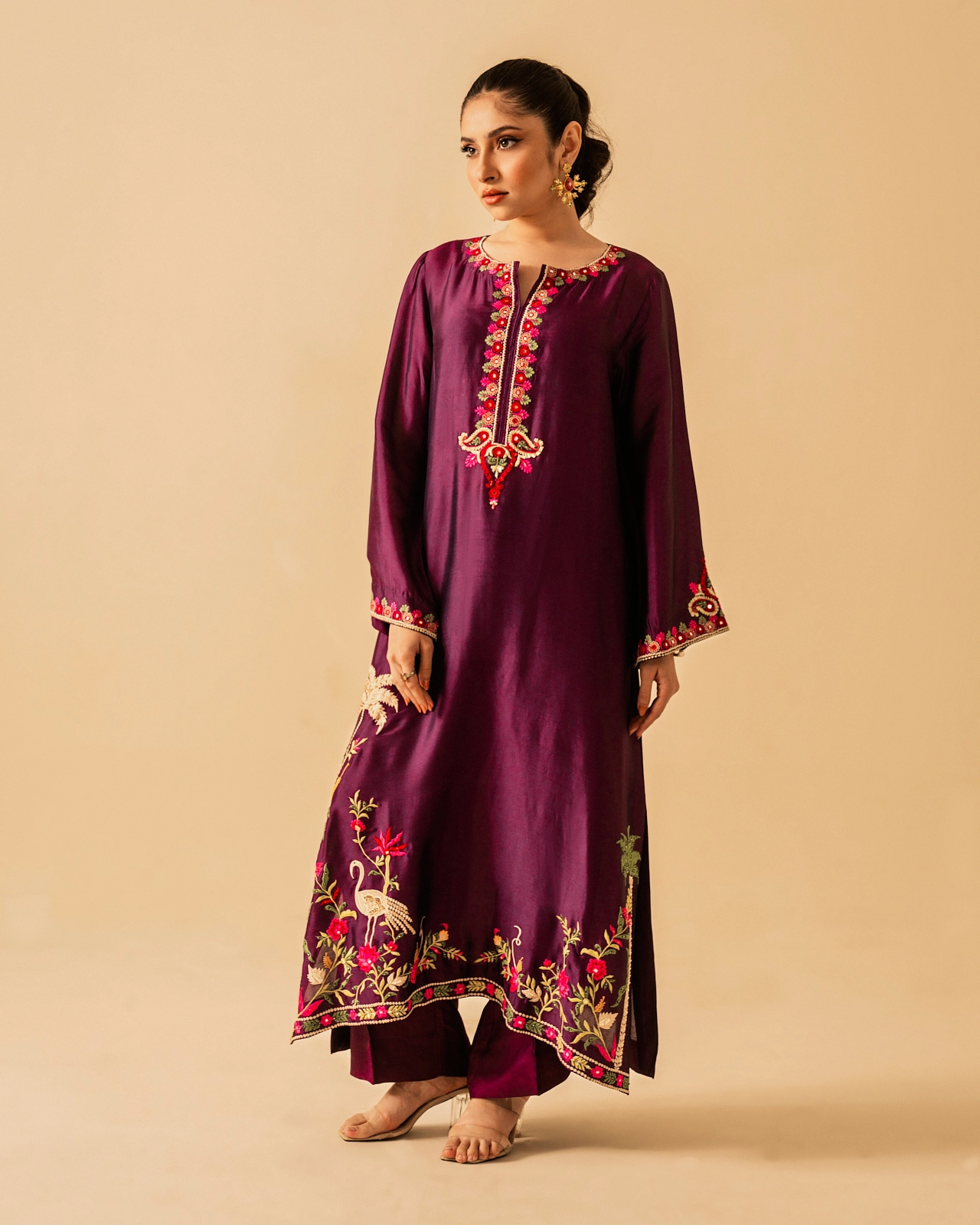Deep Purple Long Kameez (Orchid Palm)